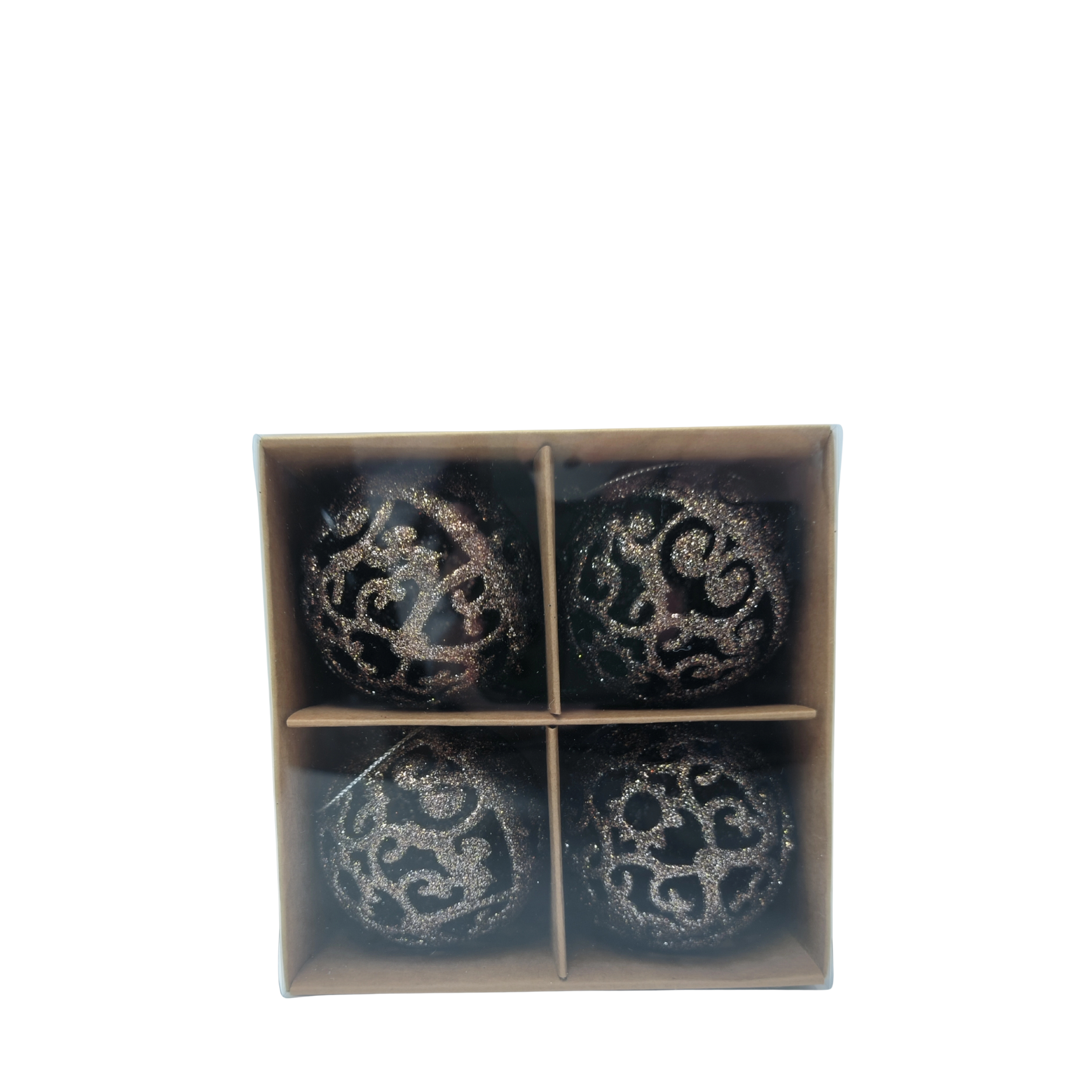 Julekugle m. glimmer, 4 stk.